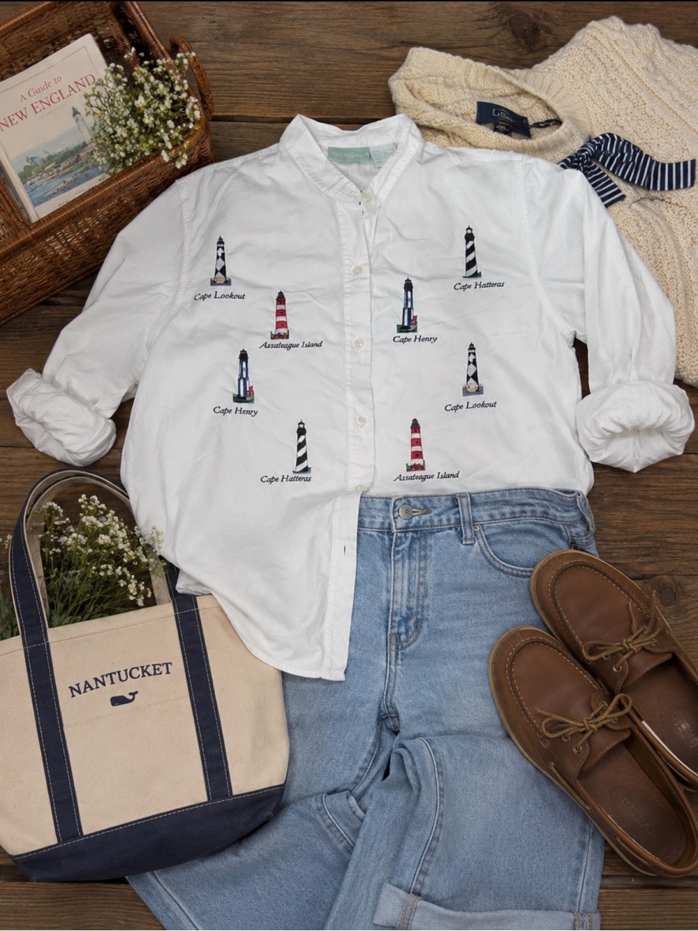 220 Hickory White Cotton Nautical shirt